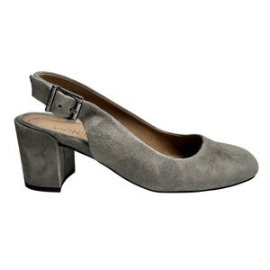 Vionic Nareen Gray Suede Block Heel Sling back Pumps Size 6us, 37eu,‎ 4uk